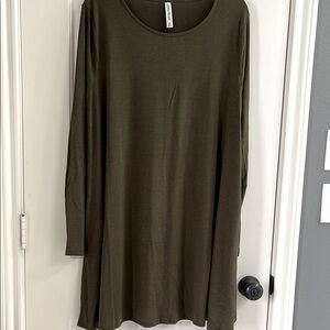 Olive Green Long Sleeve Tunic with pockets